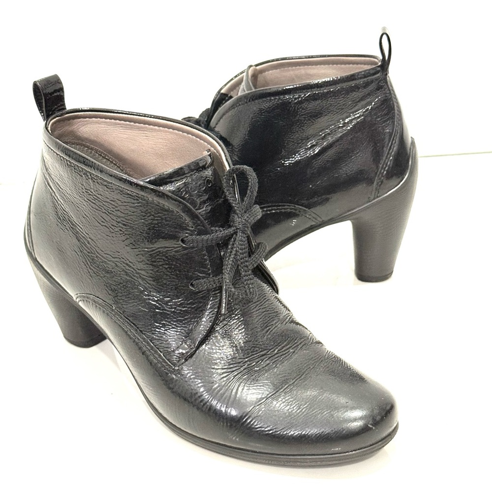 ECCO Sculptured 65 Lace-Up Ankle Boots in black patent leather 7